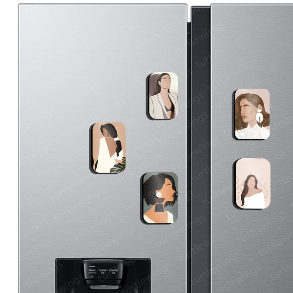 Minimalist Women Portraits – Set of 3,5 & 8 Fridge Magnets