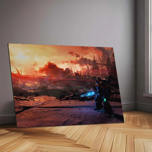 Warhammer 40K Battlefront | Grimdark Battle Metal Frame | Sci-Fi Warfare Wall Art - TURTLEWINGS 