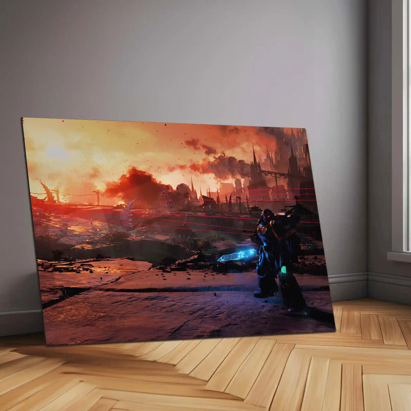 Warhammer 40K Battlefront | Grimdark Battle Metal Frame | Sci-Fi Warfare Wall Art - TURTLEWINGS 
