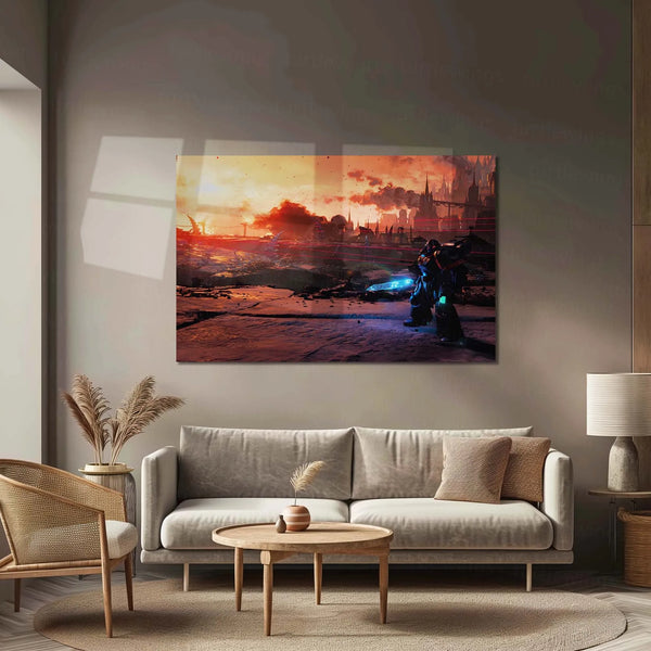 Warhammer 40K Battlefront | Grimdark Battle Metal Frame | Sci-Fi Warfare Wall Art - TURTLEWINGS 
