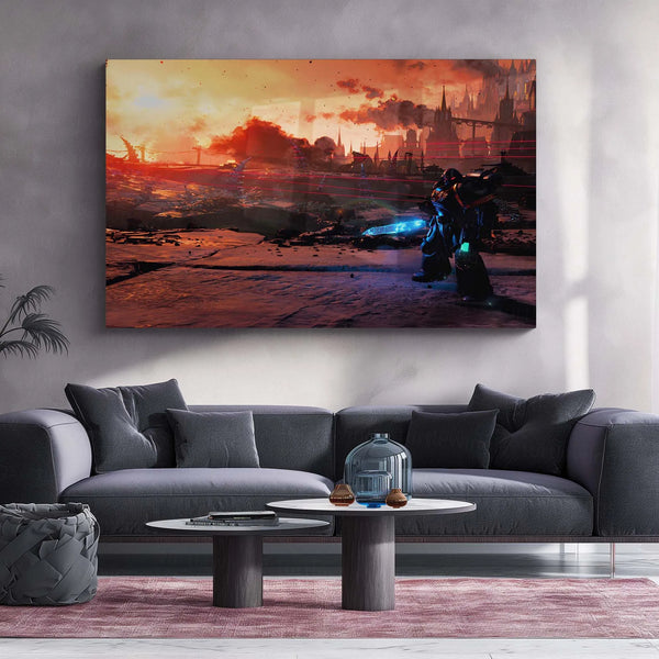 Warhammer 40K Battlefront | Grimdark Battle Metal Frame | Sci-Fi Warfare Wall Art - TURTLEWINGS 
