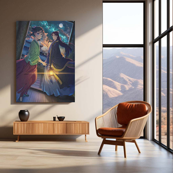 Whispers Under the Starlit Sky – Fantasy Metal Poster | Night Sky Wall Frame