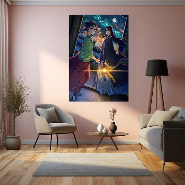 Whispers Under the Starlit Sky – Fantasy Metal Poster | Night Sky Wall Frame