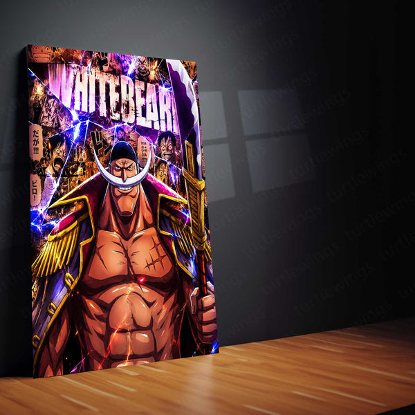 Anime Metal Poster | One Piece Metal Poster | Whitebeard Emperor of the Seas Wall Art | Legendary Pirate Anime Metal Frame