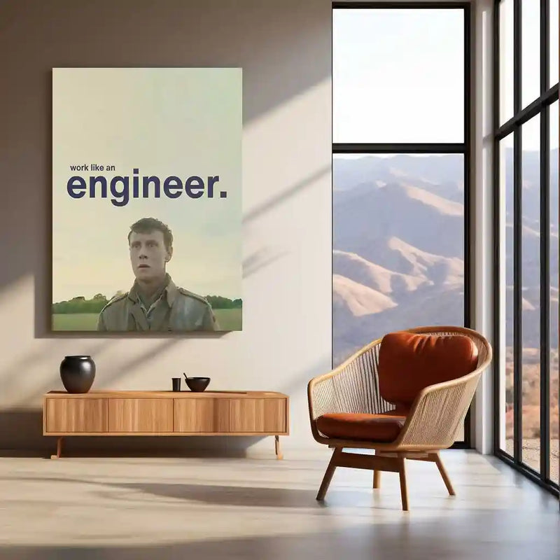Quote Metal Poster | William Schofield – Work Like an Engineer | Precision Mindset Metal Poster - TURTLEWINGS 