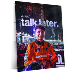Quote Metal Poster | Lando Norris – Win First, Talk Later Metal Frame Results-Over-Noise Mindset Wall Art | Quiet Confidence & Champion Energy Metal Poster