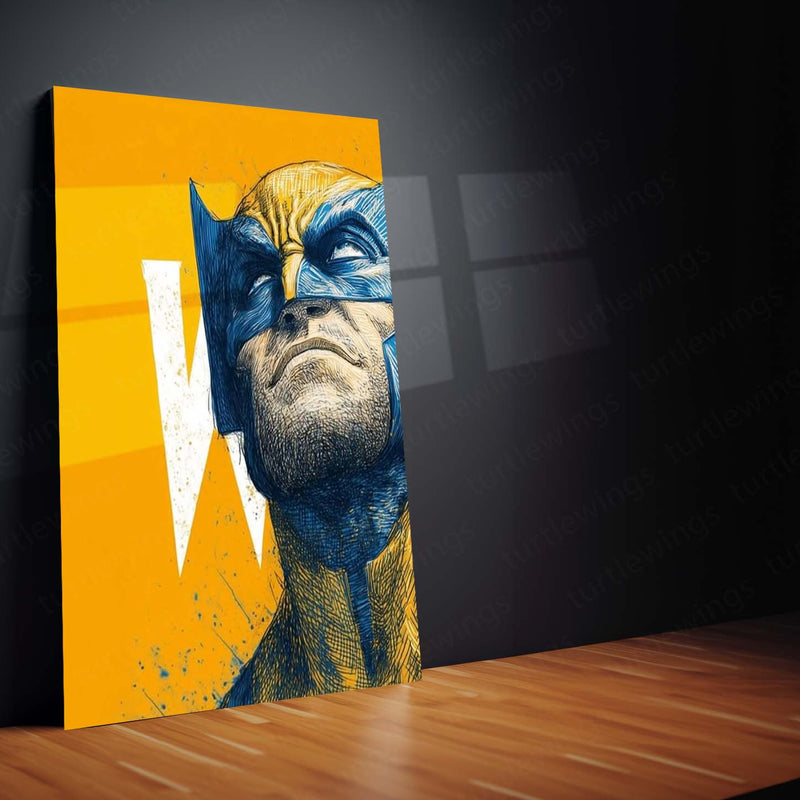 Superhero Metal Poster Set of 3 | Wolverine | Yellow Comic Sketch Triptych Wall Art – product image 3