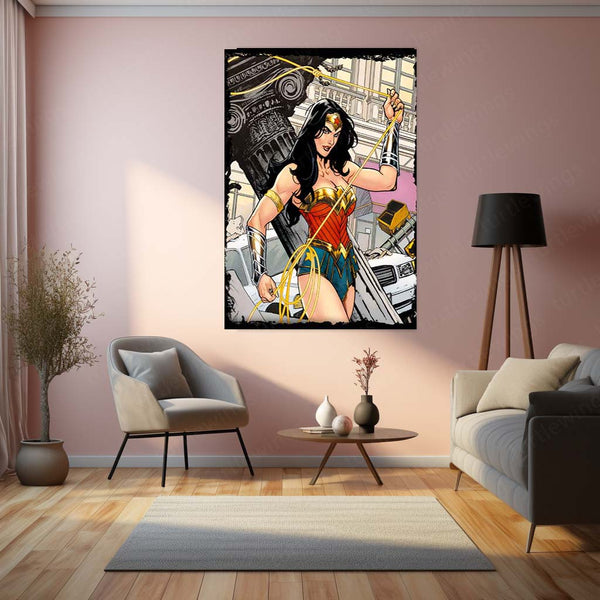 Wonder Woman – Amazon Warrior Metal Poster | DC Comics Superhero Wall Frame