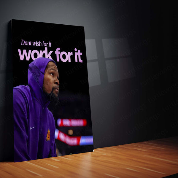 Work Beats Wishes – No Excuses Motivational Metal Frame | Hustle Mindset Wall Art | Grind Over Hope Poster