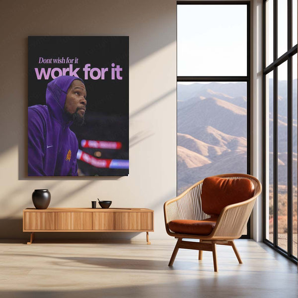 Work Beats Wishes – No Excuses Motivational Metal Frame | Hustle Mindset Wall Art | Grind Over Hope Poster