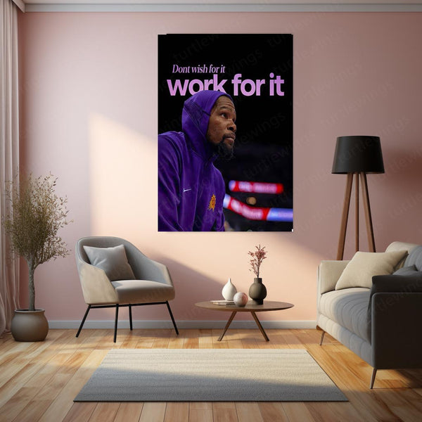 Work Beats Wishes – No Excuses Motivational Metal Frame | Hustle Mindset Wall Art | Grind Over Hope Poster