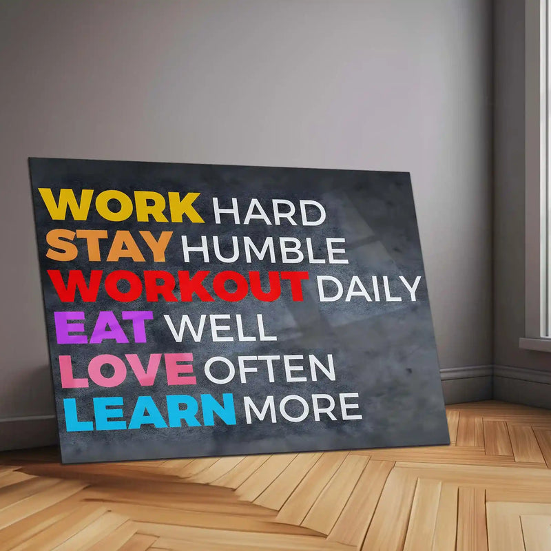 Quote Metal Poster | Work Hard Stay Humble Metal Poster | Motivational Quote Wall Art | Daily Inspiration Print