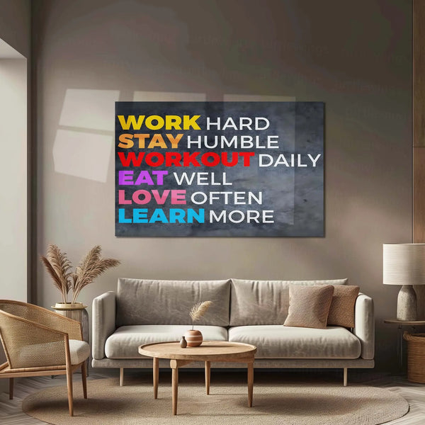 Quote Metal Poster | Work Hard Stay Humble Metal Poster | Motivational Quote Wall Art | Daily Inspiration Print