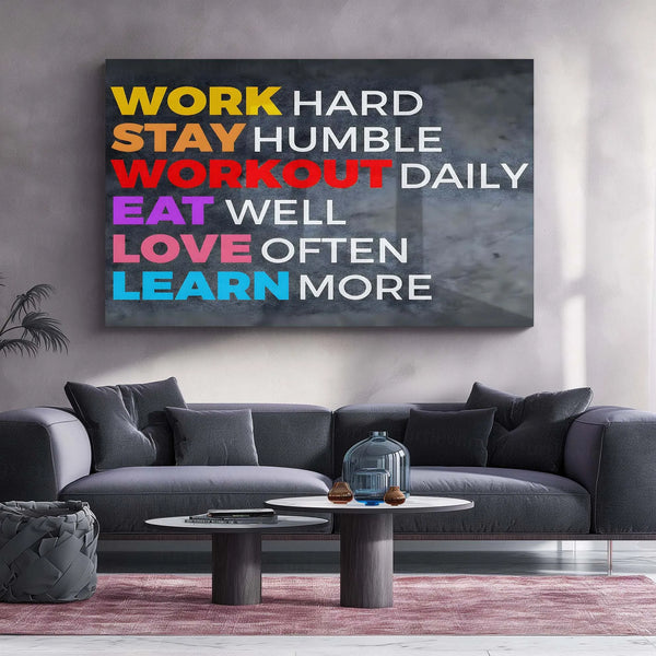 Quote Metal Poster | Work Hard Stay Humble Metal Poster | Motivational Quote Wall Art | Daily Inspiration Print