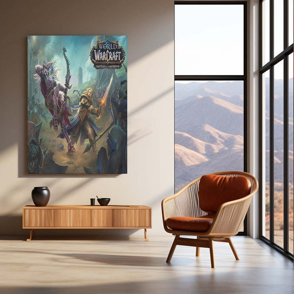 Game Metal Poster | World of Warcraft – Battle for Azeroth Epic War Metal Poster | Fantasy Gaming Wall Frame