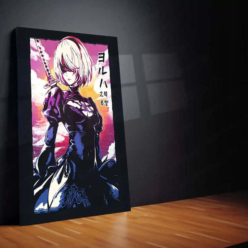 Anime Metal Poster | YoRHa No.2 Type B (2B) – NieR: Automata Metal Poster | Android Warrior Wall Frame - TURTLEWINGS 
