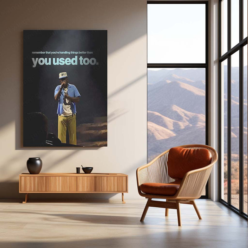 Quote Metal Poster | Tyler, The Creator – You’re Handling It Better Metal Frame Quiet Growth & Emotional Strength Wall Art | Modern Healing Mindset Metal Poster