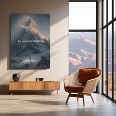 Quote Metal Poster | Your Comfort Zone Will Kill You – Mountain Ascent Metal Frame Growth, Discipline & Relentless Progress Wall Art | High-Impact Motivation Metal Poster