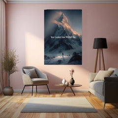 Quote Metal Poster | Your Comfort Zone Will Kill You – Mountain Ascent Metal Frame Growth, Discipline & Relentless Progress Wall Art | High-Impact Motivation Metal Poster