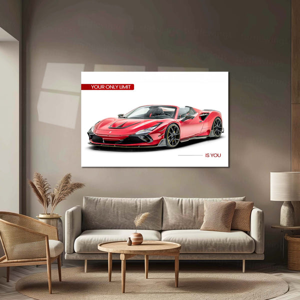 Your Only Limit Is You – Ferrari F8 Spider Metal Poster | Motivational Supercar Wall Art