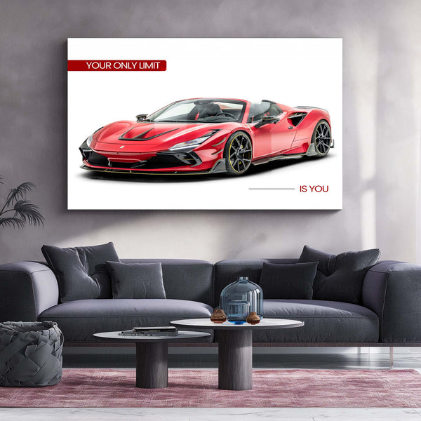 Your Only Limit Is You – Ferrari F8 Spider Metal Poster | Motivational Supercar Wall Art