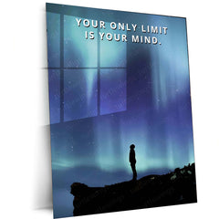 Quote Metal Poster | Your Only Limit Is Your Mind – Motivational Night Sky Metal Poster | Inspirational Wall Frame