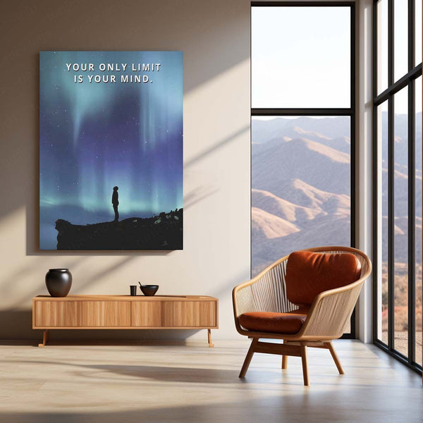 Quote Metal Poster | Your Only Limit Is Your Mind – Motivational Night Sky Metal Poster | Inspirational Wall Frame