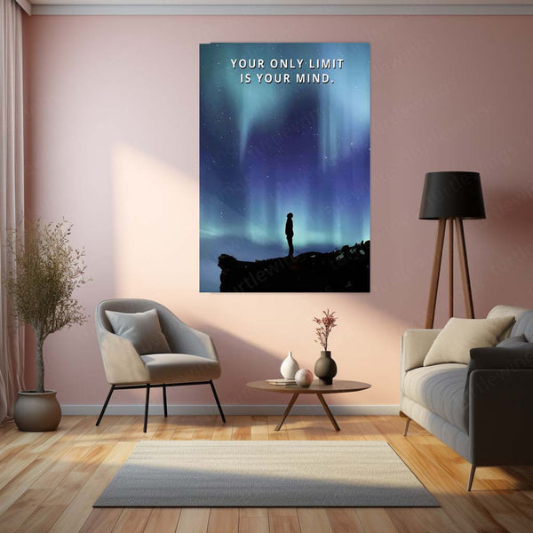 Quote Metal Poster | Your Only Limit Is Your Mind – Motivational Night Sky Metal Poster | Inspirational Wall Frame
