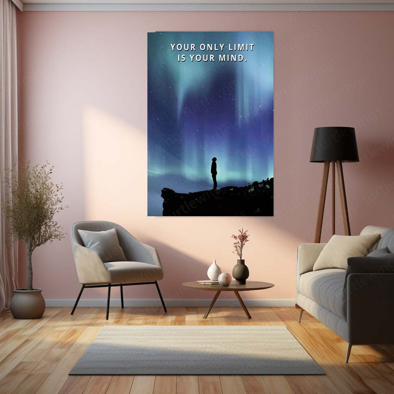 Quote Metal Poster | Your Only Limit Is Your Mind – Motivational Night Sky Metal Poster | Inspirational Wall Frame