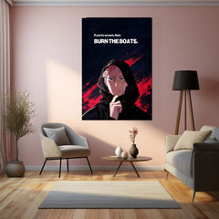 Anime Metal Poster | Yuji Itadori “Burn the Boats” Motivational Metal Poster | Jujutsu Kaisen Anime Wall Art | Commitment & No-Excuses Mindset Metal Print