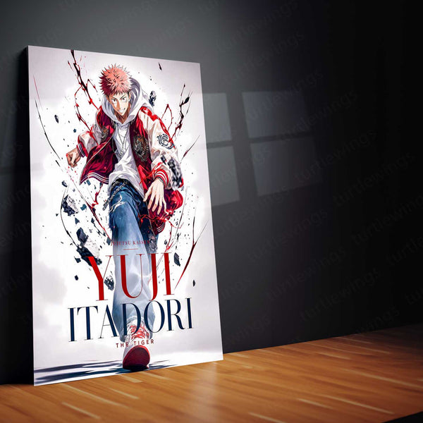 Anime Metal Poster | Yuji Itadori “The Tiger” Metal Poster | Jujutsu Kaisen Anime Wall Art | Premium Aluminum Print