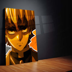 Anime Metal Poster Set of 3 | Zenitsu Agatsuma Thunder Breathing 7th Form Triptych Wall Art
