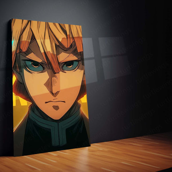 Anime Metal Poster Set of 3 | Demon Slayer | Zenitsu Thunder Breathing Triptych Wall Art