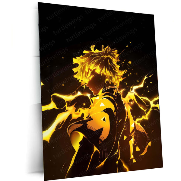 Anime Metal Poster | Zenitsu Agatsuma – Lightning Breathing Form Metal Poster | Demon Slayer Anime Wall Frame