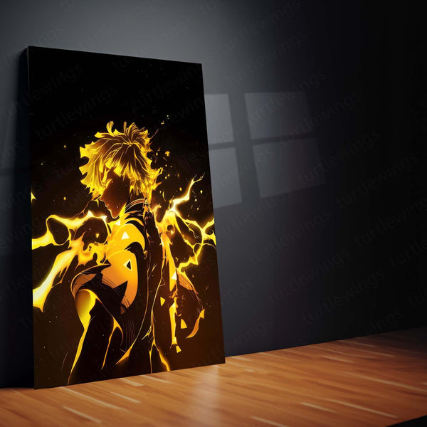 Anime Metal Poster | Zenitsu Agatsuma – Lightning Breathing Form Metal Poster | Demon Slayer Anime Wall Frame