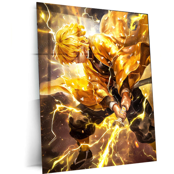 Anime Metal Poster | Zenitsu Agatsuma – Demon Slayer Metal Poster | Thunder Breathing Anime Wall Frame