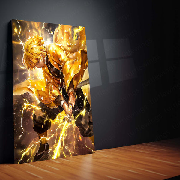 Anime Metal Poster | Zenitsu Agatsuma – Demon Slayer Metal Poster | Thunder Breathing Anime Wall Frame