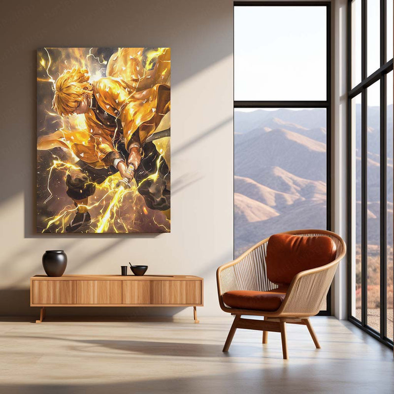 Anime Metal Poster | Zenitsu Agatsuma – Demon Slayer Metal Poster | Thunder Breathing Anime Wall Frame