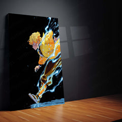 Zenitsu with Thunder Breathing – Demon Slayer Metal Frame | Anime Action Poster | Striking Lightning Wall Art