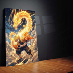 Anime Metal Poster | Zenitsu Agatsuma Thunder Dragon Metal Poster | Demon Slayer Anime Wall Art | Premium Aluminum Print