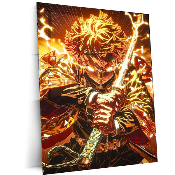 Zenitsu Agatsuma – Thunder Breathing Metal Poster | Demon Slayer Anime Wall Frame