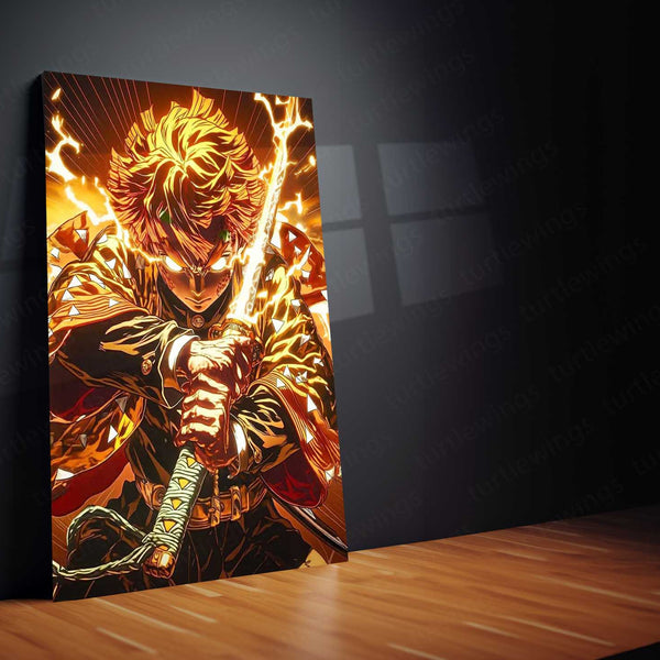 Zenitsu Agatsuma – Thunder Breathing Metal Poster | Demon Slayer Anime Wall Frame