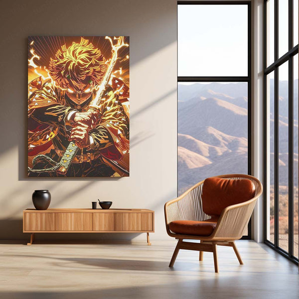 Zenitsu Agatsuma – Thunder Breathing Metal Poster | Demon Slayer Anime Wall Frame