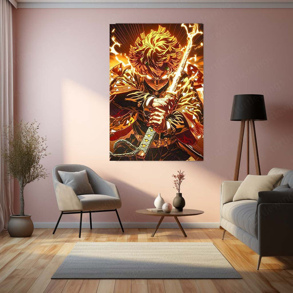 Zenitsu Agatsuma – Thunder Breathing Metal Poster | Demon Slayer Anime Wall Frame