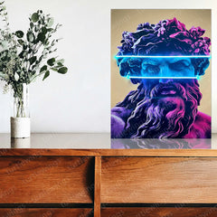 Zeus Pop Blue Neon LED Metal Frame â The King of Gods in Vibrant Light - TURTLEWINGS 