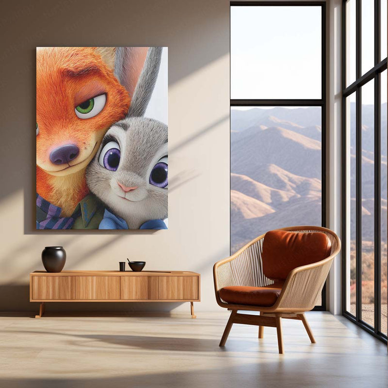 Zootopia Metal Frame Poster – Judy & Nick Urban Adventure 01 - TURTLEWINGS 
