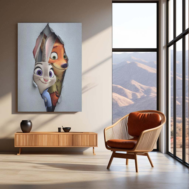 Zootopia Metal Frame Poster – Judy & Nick Urban Adventure - TURTLEWINGS 