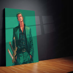 Anime Metal Poster | Roronoa Zoro – Swordmaster Metal Poster | One Piece Anime Wall Frame | Three-Sword Style Art 01