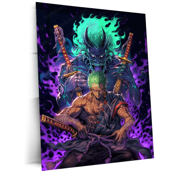 Roronoa Zoro – Shinner Demon Edition Metal Poster | One Piece Dark Aura Wall Frame