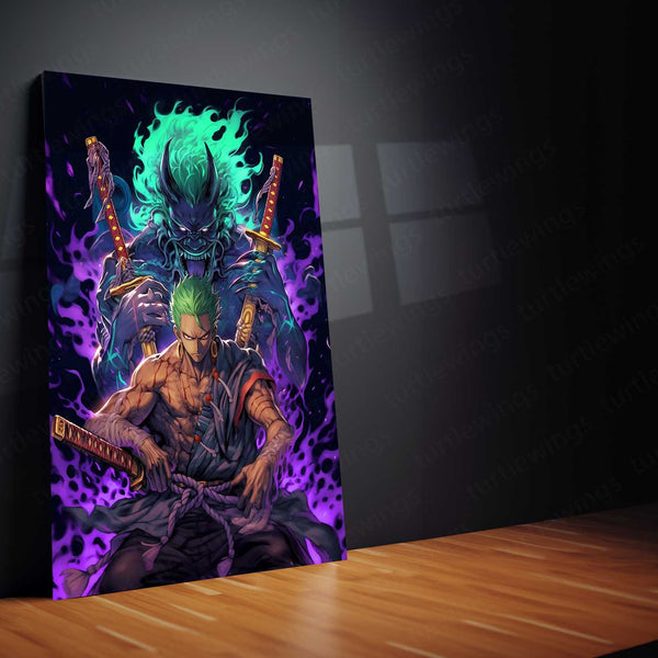 Roronoa Zoro – Shinner Demon Edition Metal Poster | One Piece Dark Aura Wall Frame